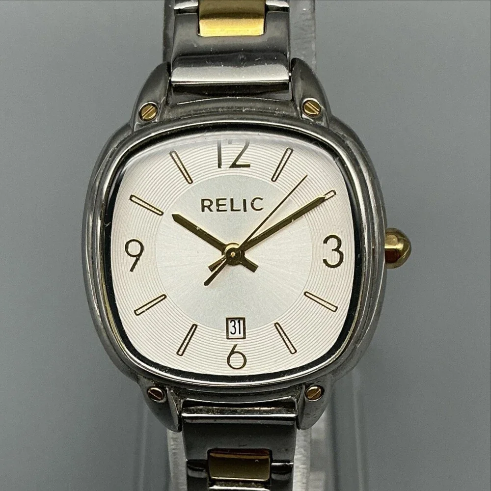 Relic Womens Watch 26mm Two Tone Stainless Steel Date ZR34244 New Battery 7.25